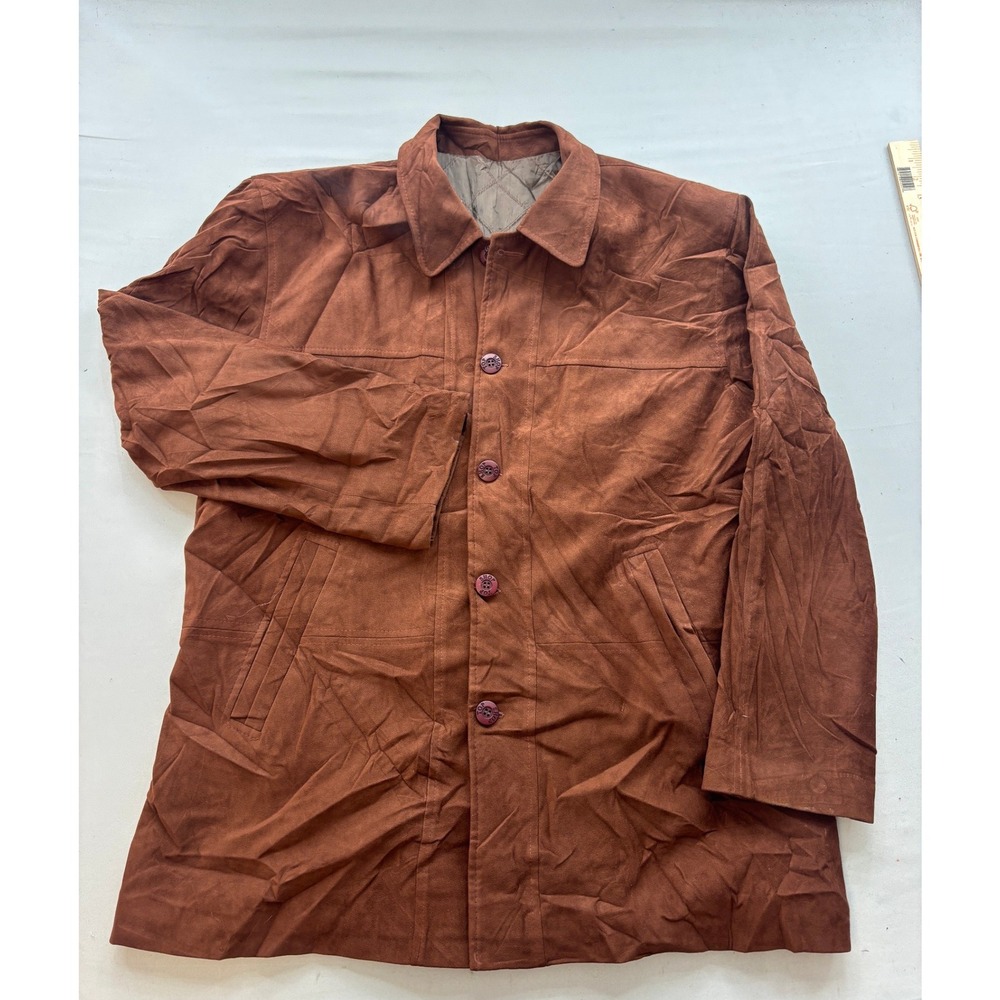 MZ Collection Mens XXL Brown Faux Suede Quilted Lined Button Front Jacket